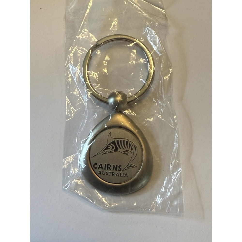 Vintage NEW Cairns Australia Silver Tone Marlin Fish - Keyring‎ 3" Keychain RARE